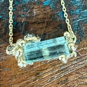 Diamond Aquamarine Pendant Necklace. New with tags from Sundance.